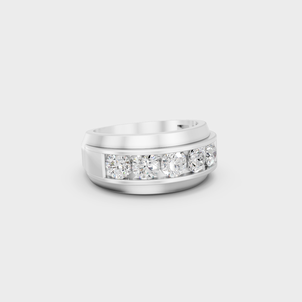 High-Durability 1.82 Ct Round Lab-Grown Diamond Men's Wedding Ring, premium 950 Platinum.