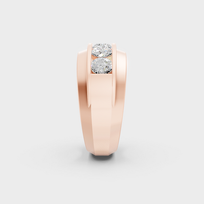 Ethical Luxury 1.82 Carat Round Lab-Grown Diamond Men's Band, elegant statement in 18K Rose Gold.