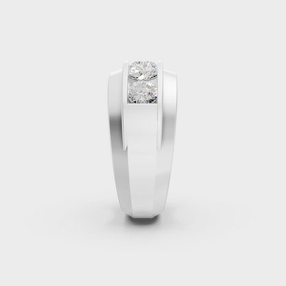 Certified 1.82 Carat Round-Cut Lab-Grown Diamond Men's Band in 950 Platinum.