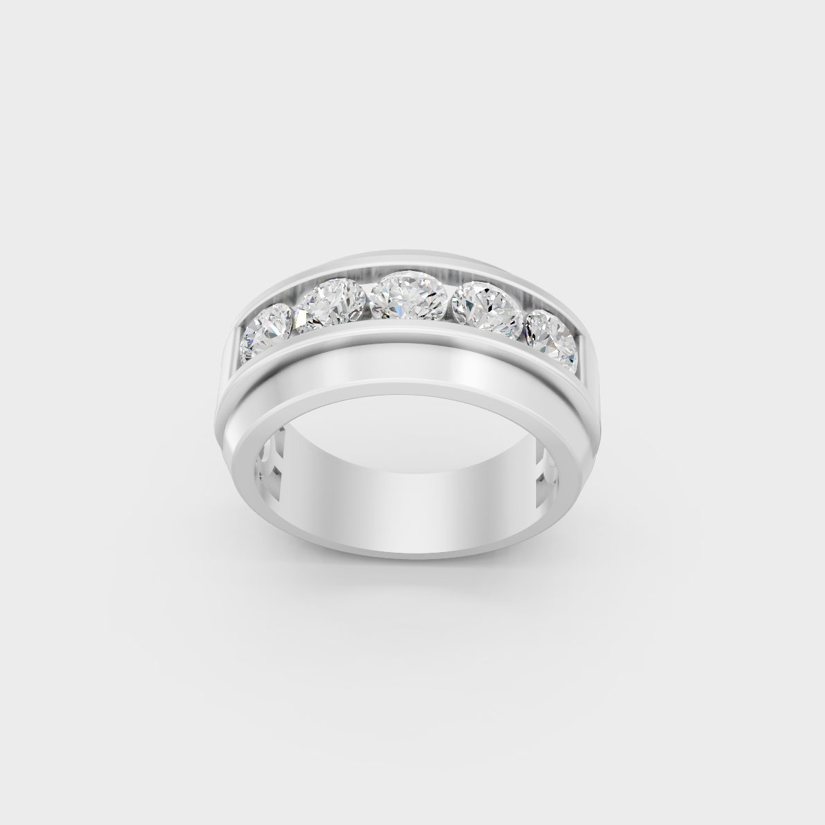 Sophisticated 1.82 Ct Round Lab-Grown Diamond Men's Wedding Ring with 14K White Gold setting.