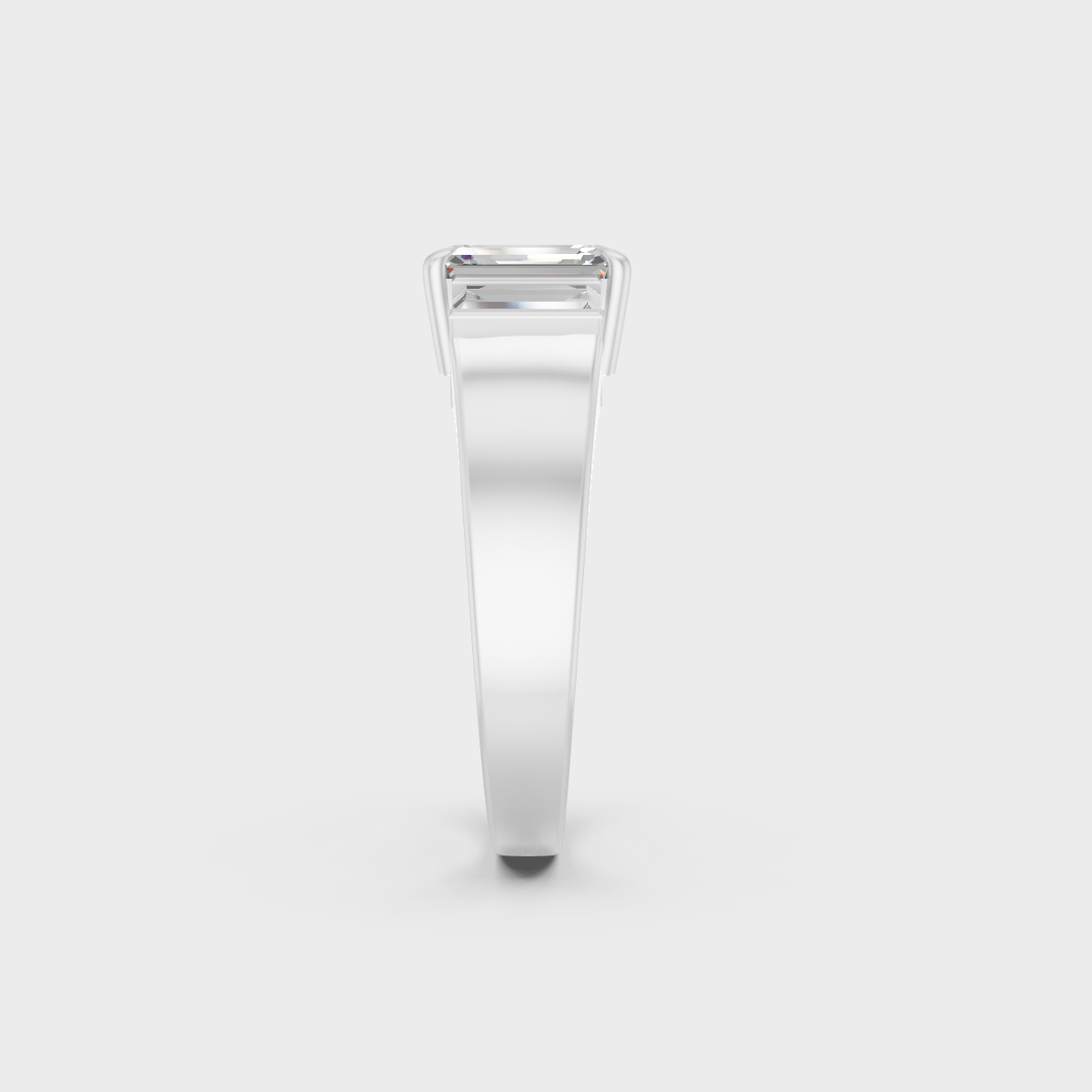 Sophisticated 2.2 Ct Emerald and Baguette Lab-Grown Diamond Engagement Ring with 14K White Gold setting.