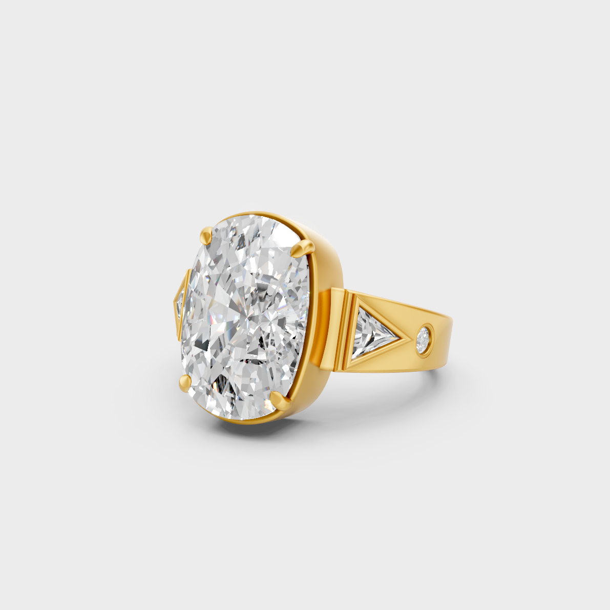 Certified 10 Carat Multi-Shape Lab-Grown Diamond Men's Ring in 18K Yellow Gold.
