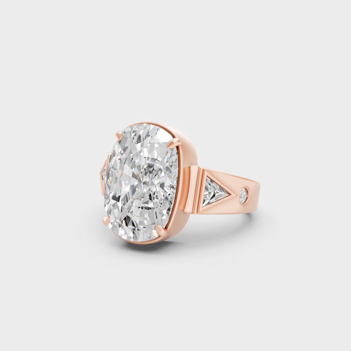 Distinctive 10 Carat Multi-Shape Lab-Grown Diamond Men's Ring in 18K Rose Gold.