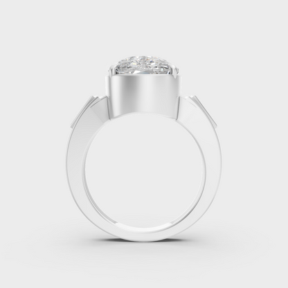 Certified 10 Carat Multi-Shape Lab-Grown Diamond Men's Ring in 18K White Gold.