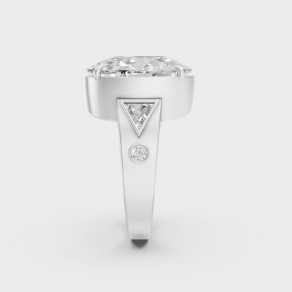Sophisticated 10 Ct Multi-Shape Lab-Grown Diamond Men's Ring with 14K White Gold setting.