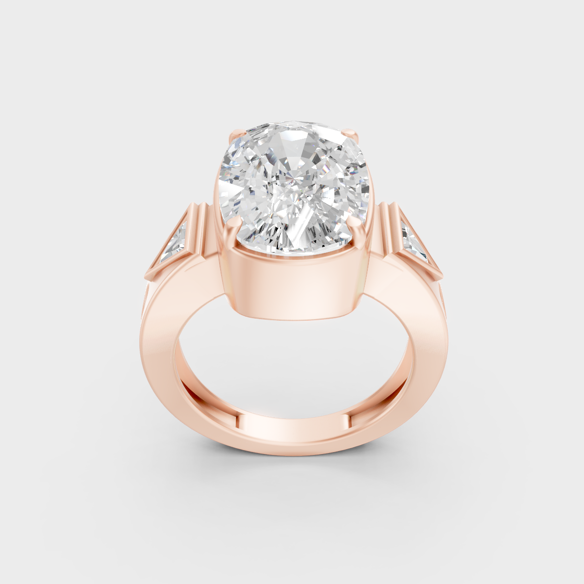 Exquisite 10 Ct Multi-Shape Lab-Grown Diamond Men's Ring, polished 14K Rose Gold finish.