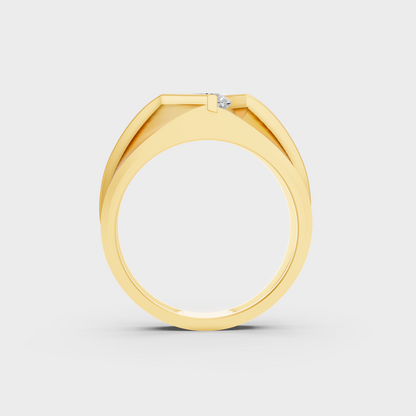 Luxury 1.25 Carat Round Cut Mens Ring with brilliant styling in 9K Yellow Gold.
