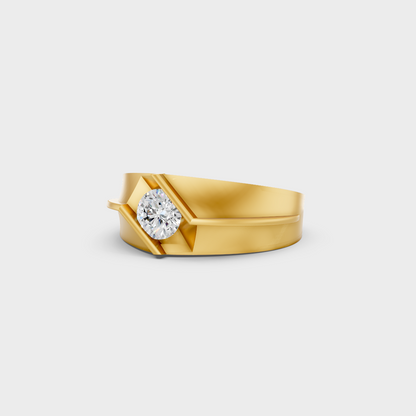 Certified 1.25 Carat Round-Cut Lab-Grown Diamond Men's Ring in 18K Yellow Gold.
