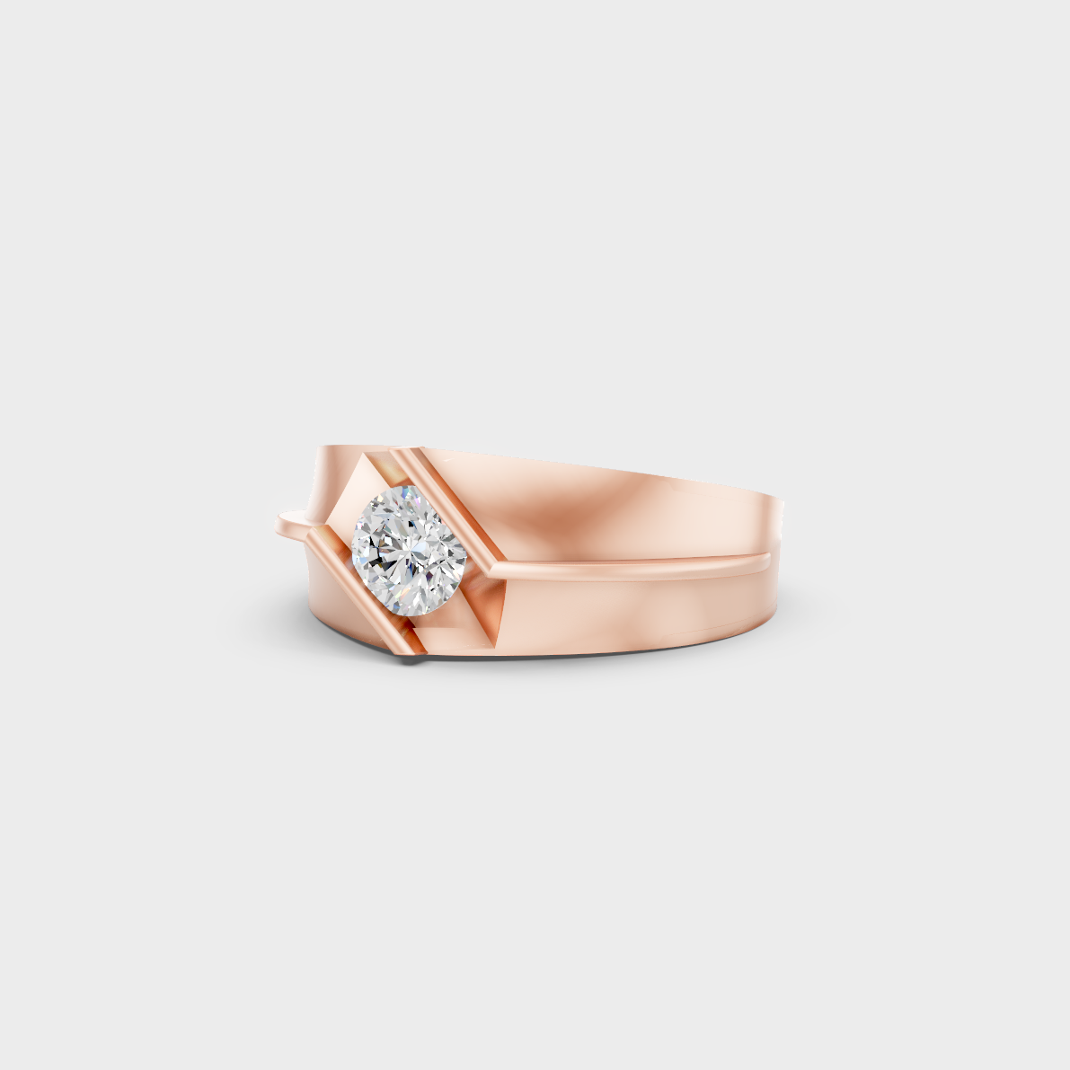Distinctive 1.25 Carat Round-Cut Lab-Grown Diamond Men's Ring in 18K Rose Gold.