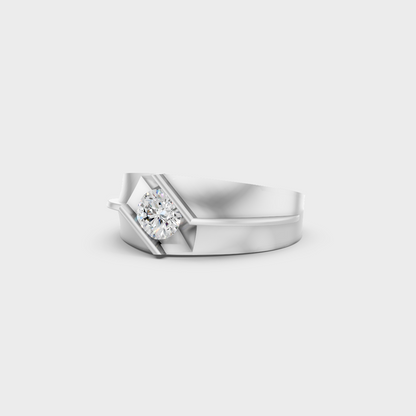 Certified 1.25 Carat Round-Cut Lab-Grown Diamond Men's Ring in 18K White Gold.