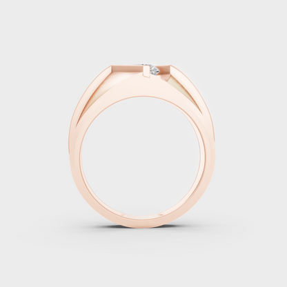 Unique 1.25 Carat Round-Cut Lab-Grown Diamond Men's Ring with modern appeal in 9K Rose Gold.