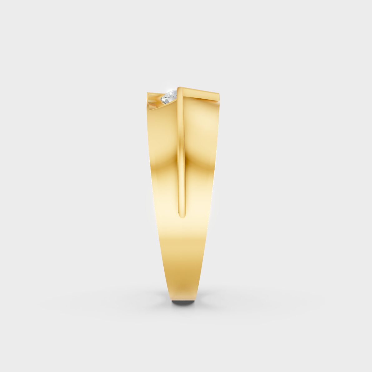 Close-Up View of 1.25 Ct Round Lab-Grown Diamond Men's Ring with warm 18K Yellow Gold band.