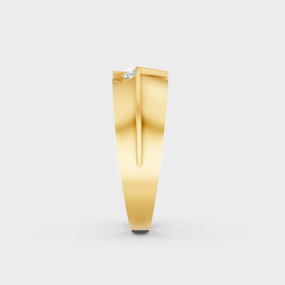 Close-Up View of 1.25 Ct Round Lab-Grown Diamond Men's Ring with warm 18K Yellow Gold band.