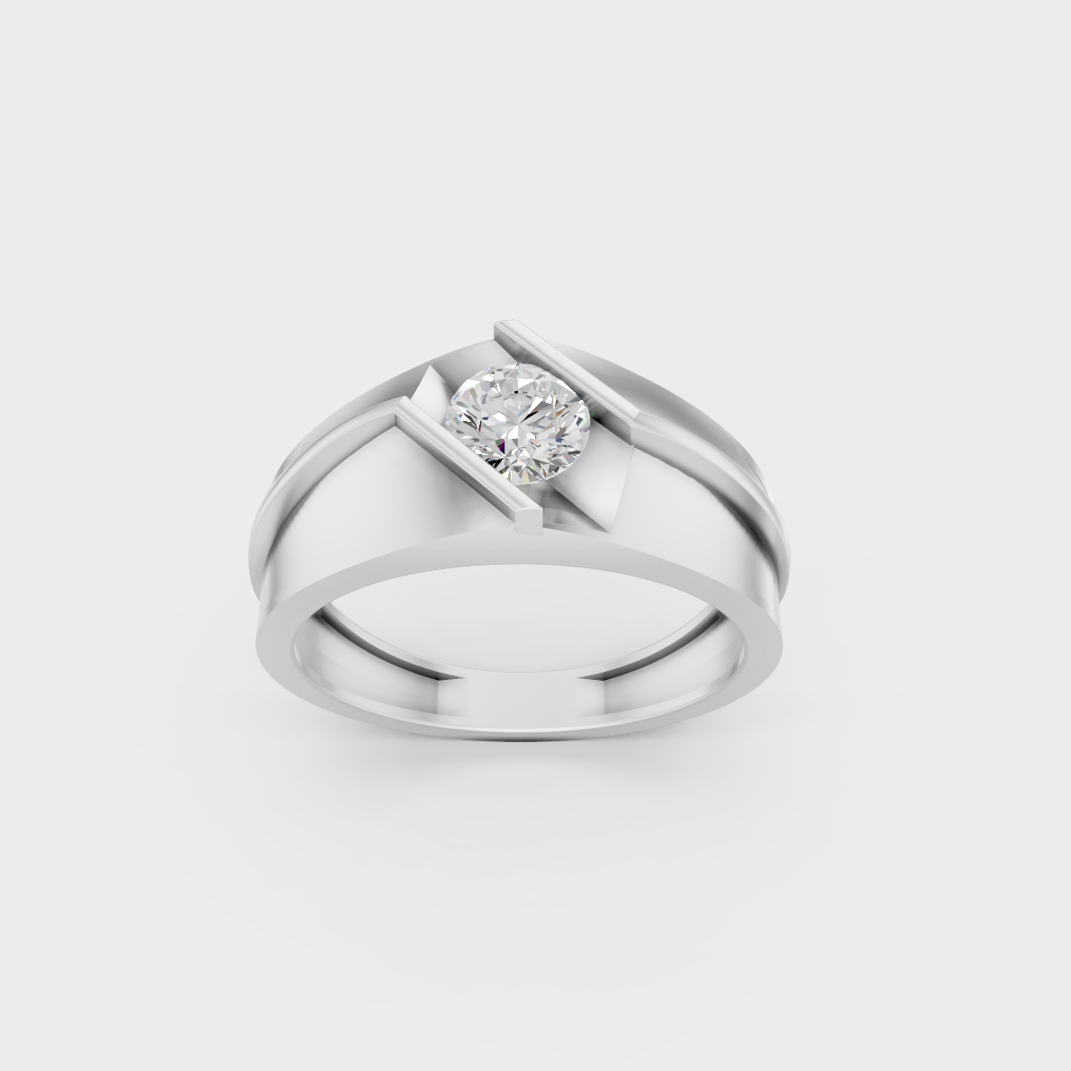 Sophisticated 1.25 Ct Round Lab-Grown Diamond Men's Ring with 14K White Gold setting.