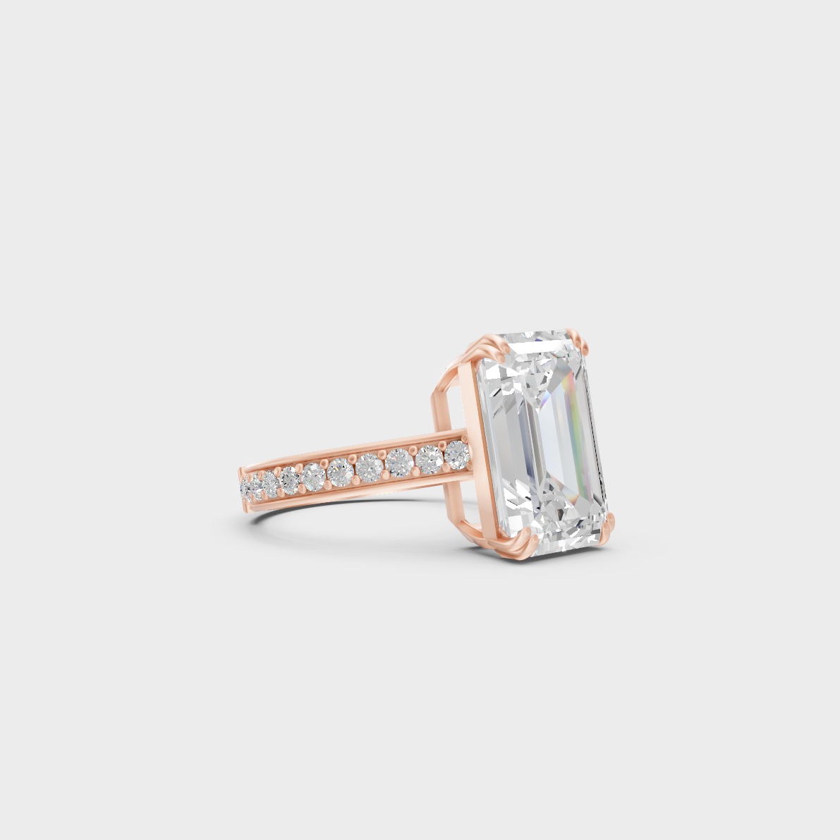 High-Durability 6 Ct Emerald Lab-Grown Diamond Engagement Ring with accents, premium Gold