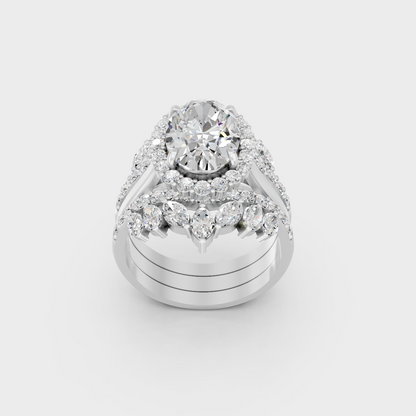 Sophisticated 5.32 Ct Multishape Lab-Grown Diamond Bridal Ring Set with brilliant sparkle in 14K White Gold.