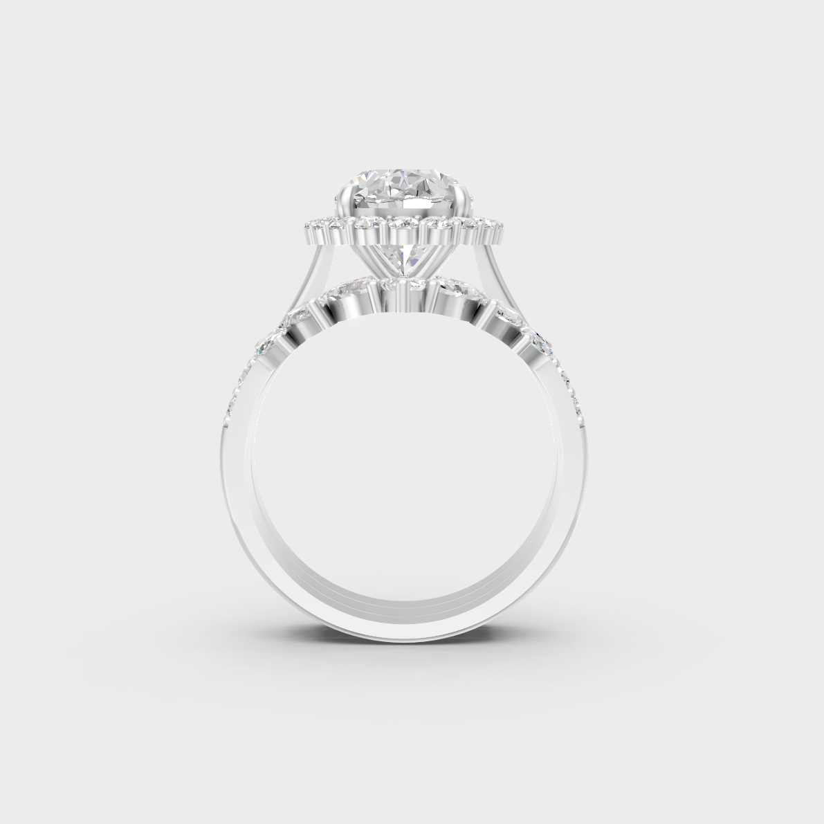 Certified 5.32 Carat Multishape Oval, Round, and Marquise-Cut Lab-Grown Diamond Ring Set in 950 Platinum.