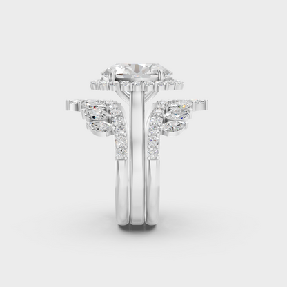 High-Durability 5.32 Ct Multishape Lab-Grown Diamond Bridal Ring Set featuring oval, round, and marquise cuts, premium 950 Platinum.