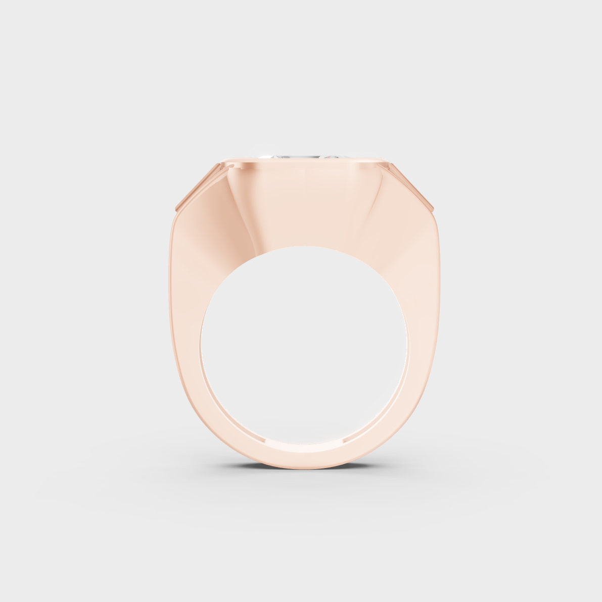 Unique 7 Carat Asscher and Baguette-Cut Lab-Grown Diamond Three-Stone Men's Ring with modern appeal in 9K Rose Gold.