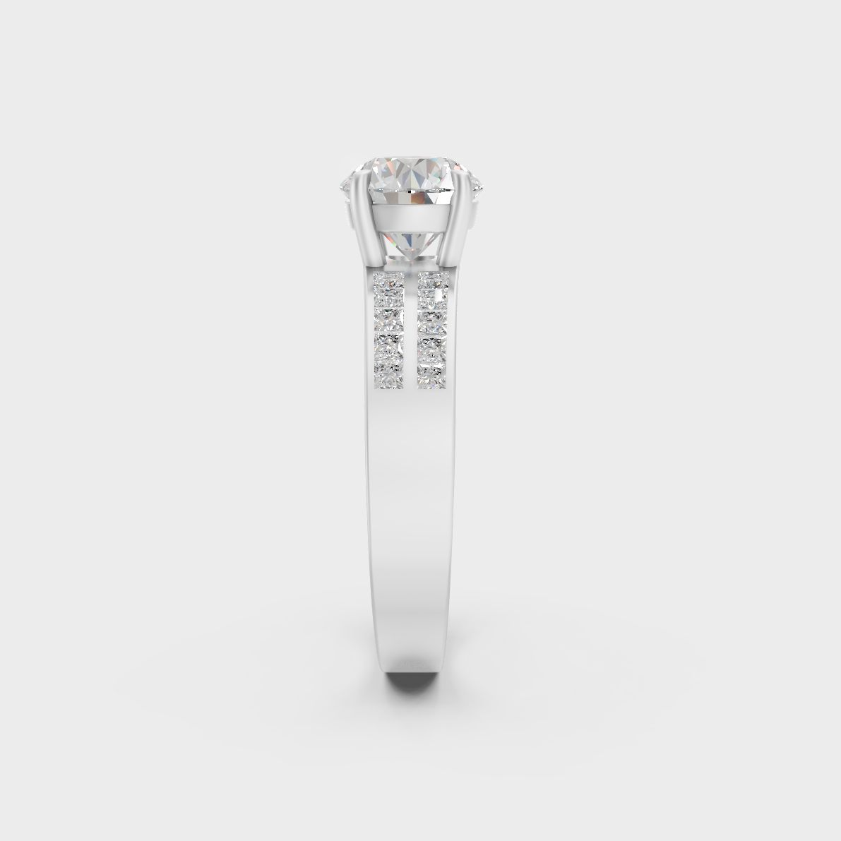 Certified 2.6 Carat Round and Princess-Cut Lab-Grown Diamond Solitaire with Accents Ring in 950 Platinum.