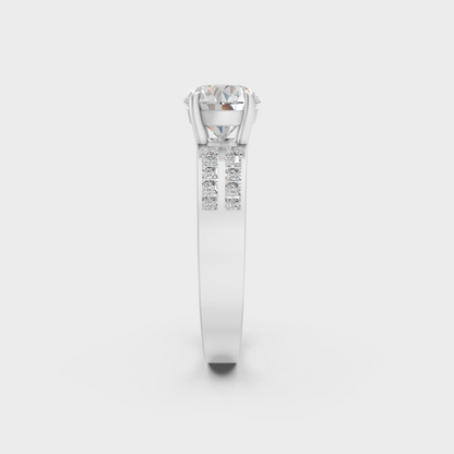 Certified 2.6 Carat Round and Princess-Cut Lab-Grown Diamond Solitaire with Accents Ring in 950 Platinum.