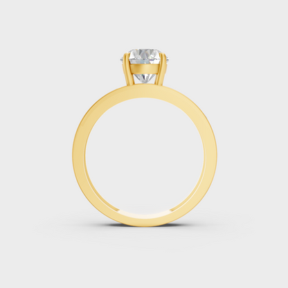 Close-Up View of 2.6 Ct Round and Princess Lab-Grown Diamond Accents Ring with warm 18K Yellow Gold band.