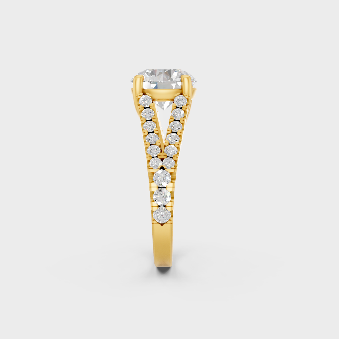 Luxury 2.5 Carat Round Cut Solitaire Ring with brilliant styling in 9K Yellow Gold.