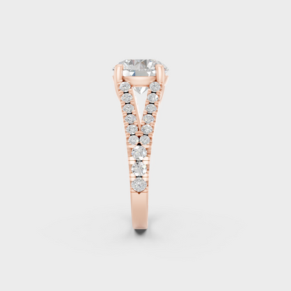 Ethical Luxury 2.5 Carat Round Lab-Grown Diamond Solitaire with Accents, elegant statement in 18K Rose Gold.