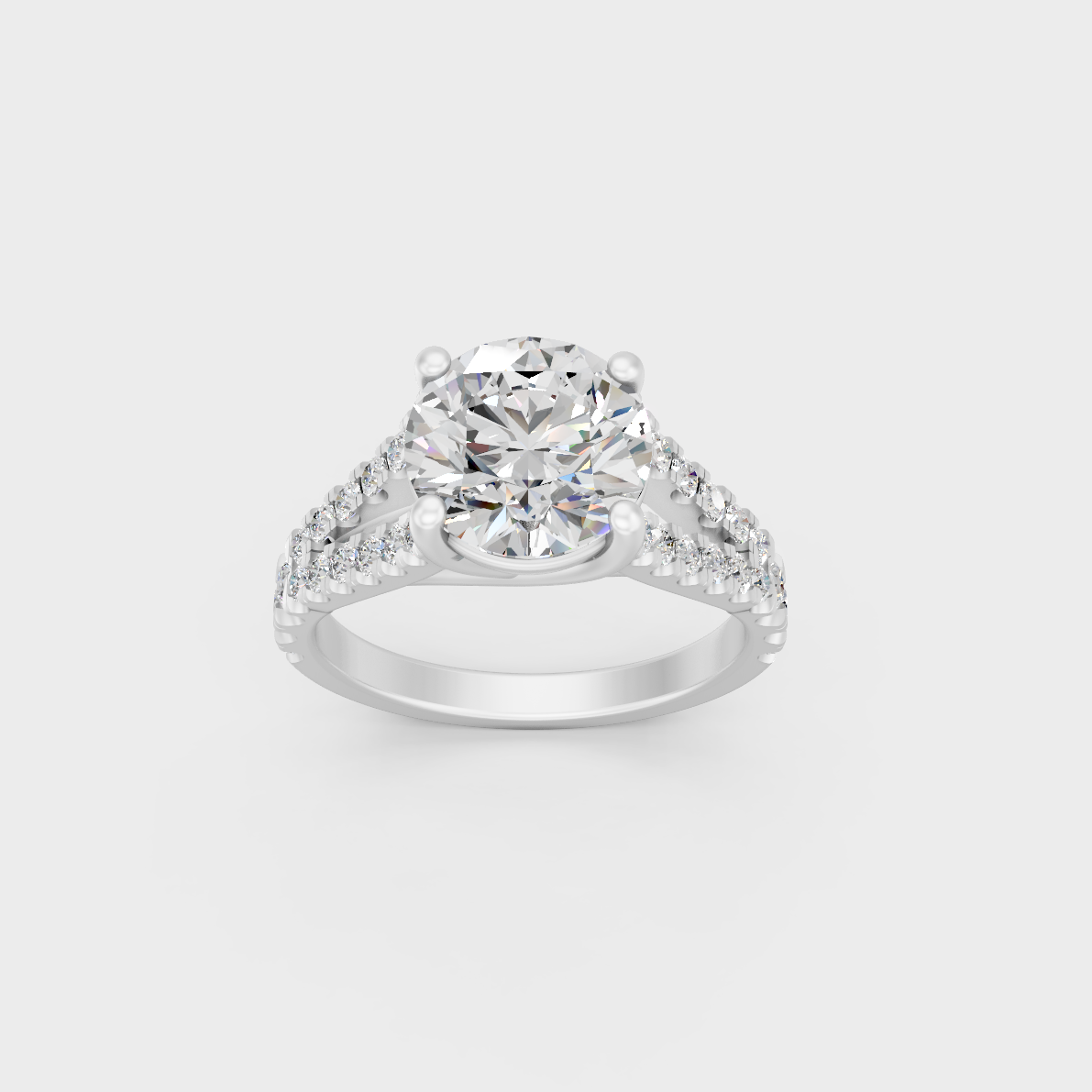 Sophisticated 2.5 Ct Round Lab-Grown Diamond Engagement Ring with brilliant accents in 14K White Gold.