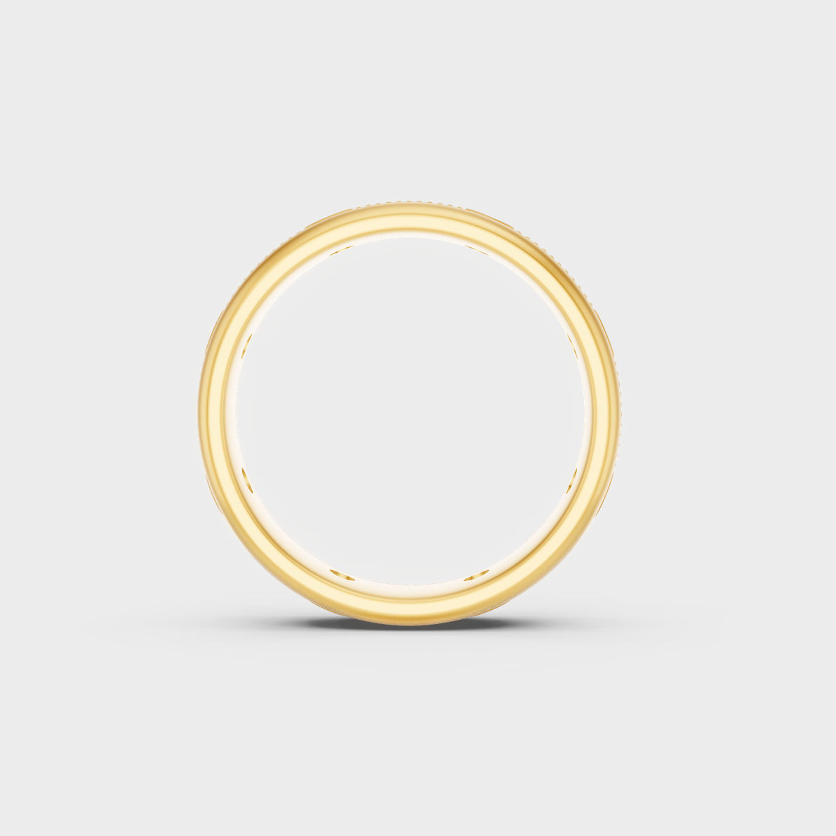 Close-Up View of 0.50 Ct Round Lab-Grown Diamond Men's Band with warm 18K Yellow Gold band.