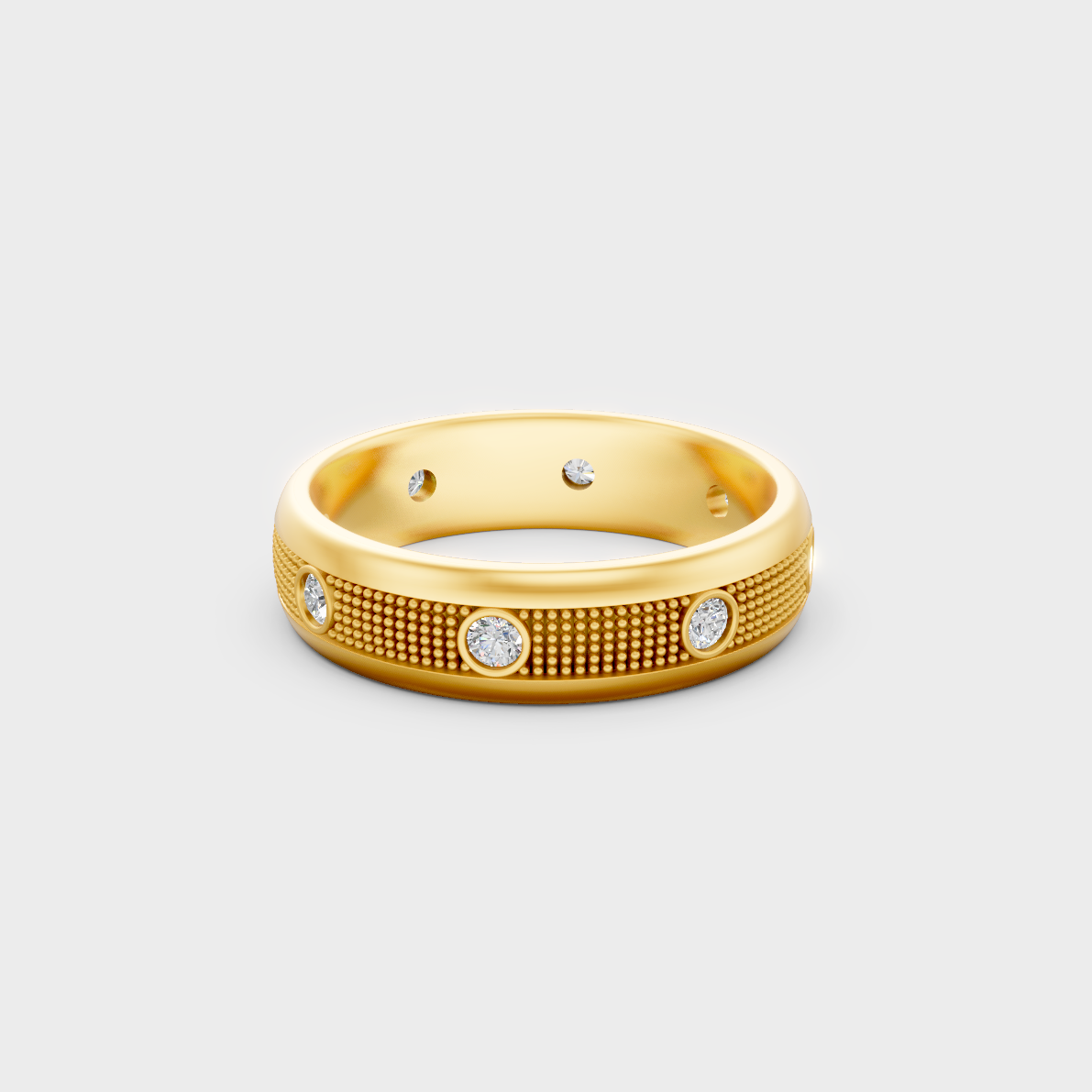 Certified 0.50 Carat Round-Cut Lab-Grown Diamond Men's Band in 18K Yellow Gold.