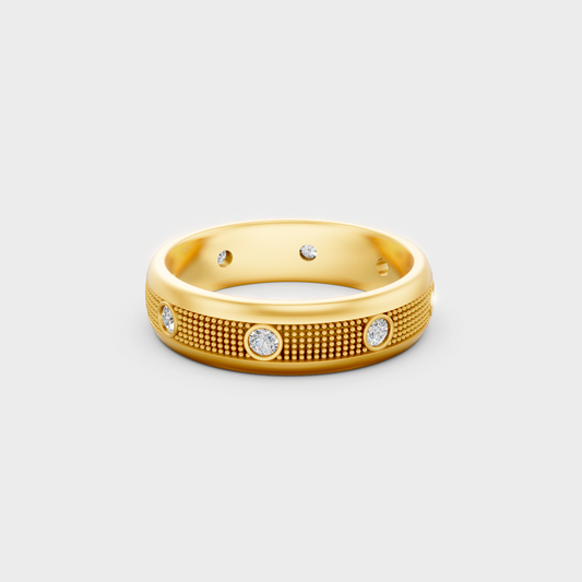 Certified 0.50 Carat Round-Cut Lab-Grown Diamond Men's Band in 18K Yellow Gold.