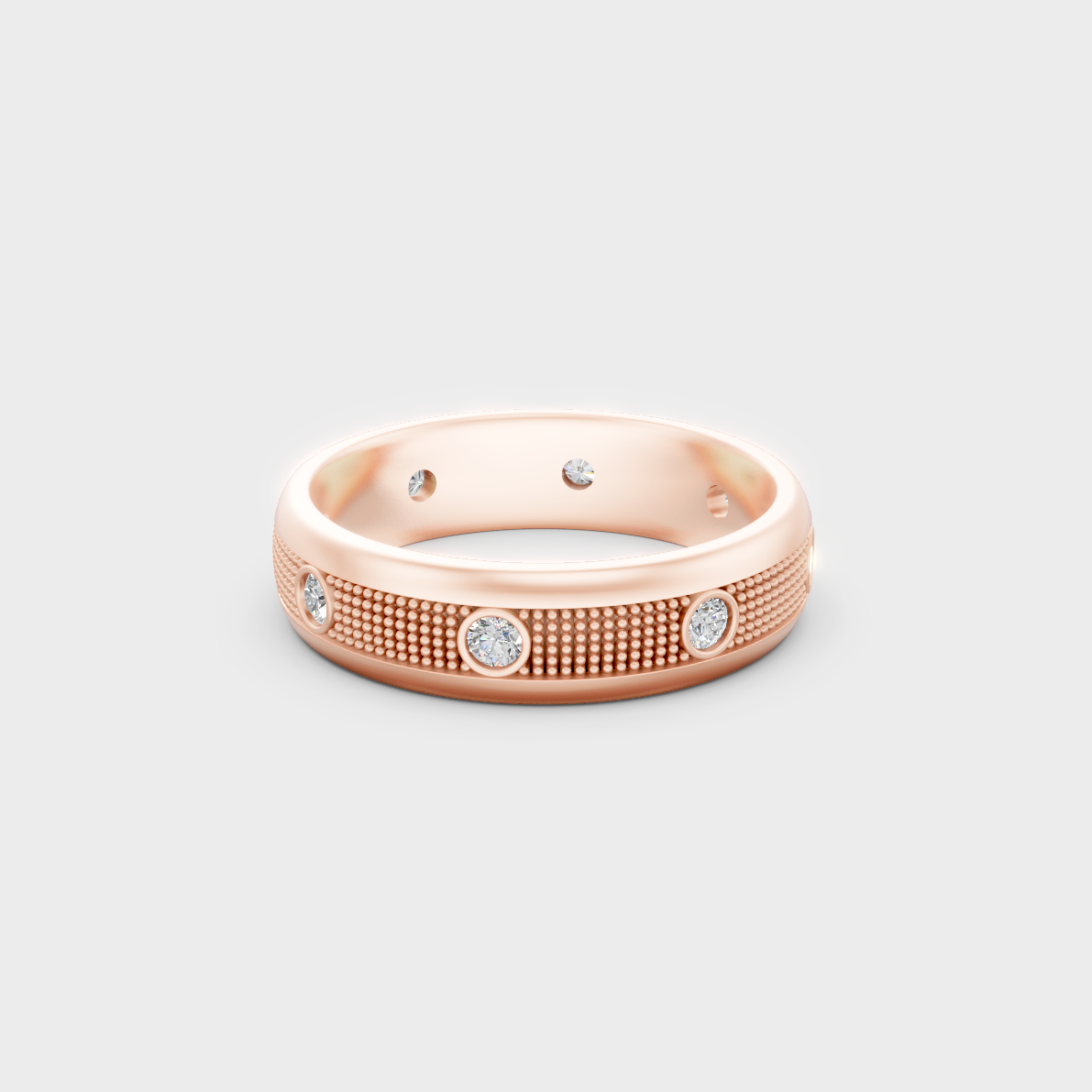 Distinctive 0.50 Carat Round-Cut Lab-Grown Diamond Men's Band in 18K Rose Gold.