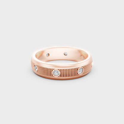 Distinctive 0.50 Carat Round-Cut Lab-Grown Diamond Men's Band in 18K Rose Gold.