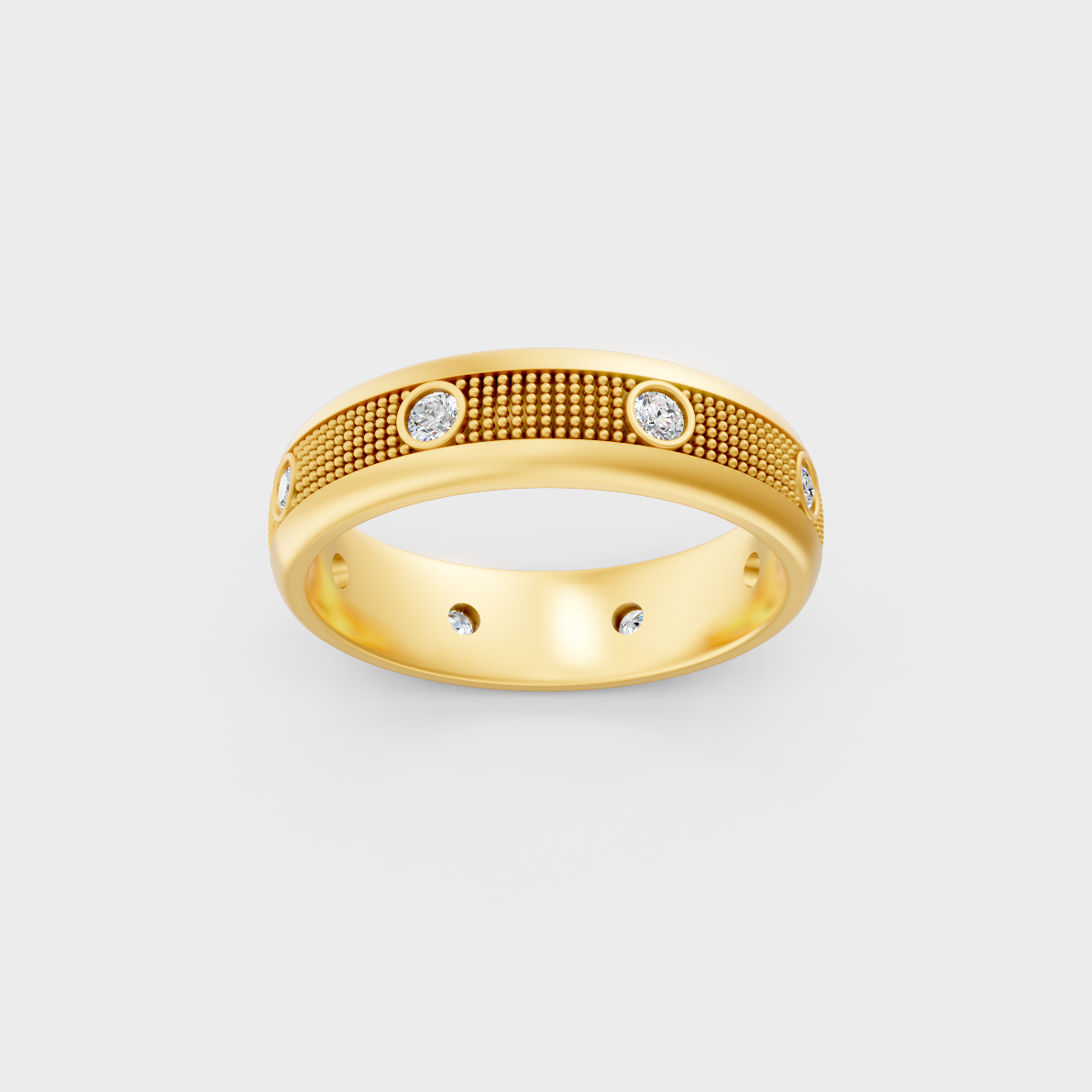 Majestic 0.50 Ct Round Lab-Grown Diamond Men's Wedding Ring in a polished 14K Yellow Gold setting.