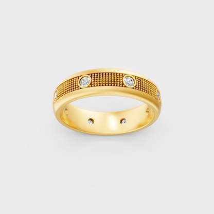 Majestic 0.50 Ct Round Lab-Grown Diamond Men's Wedding Ring in a polished 14K Yellow Gold setting.