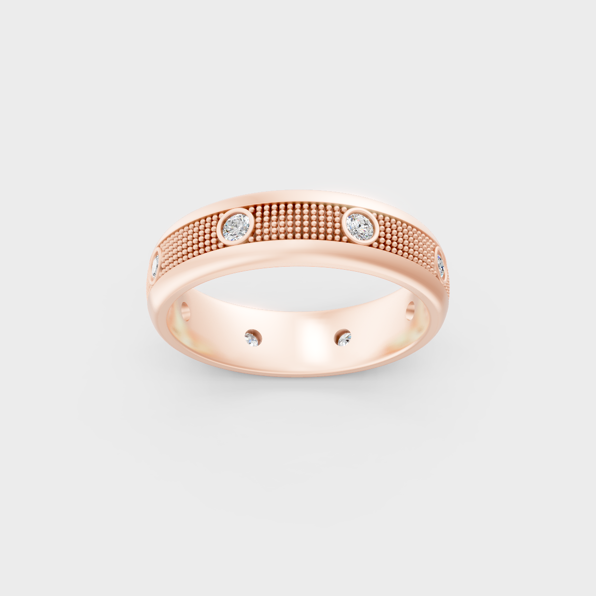 Exquisite 0.50 Ct Round Lab-Grown Diamond Men's Wedding Ring, polished 14K Rose Gold finish.