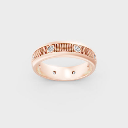 Exquisite 0.50 Ct Round Lab-Grown Diamond Men's Wedding Ring, polished 14K Rose Gold finish.