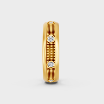 Luxury 0.50 Carat Round Cut Mens Band with brilliant styling in 9K Yellow Gold.