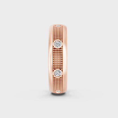 Unique 0.50 Carat Round-Cut Lab-Grown Diamond Men's Band with modern appeal in 9K Rose Gold.