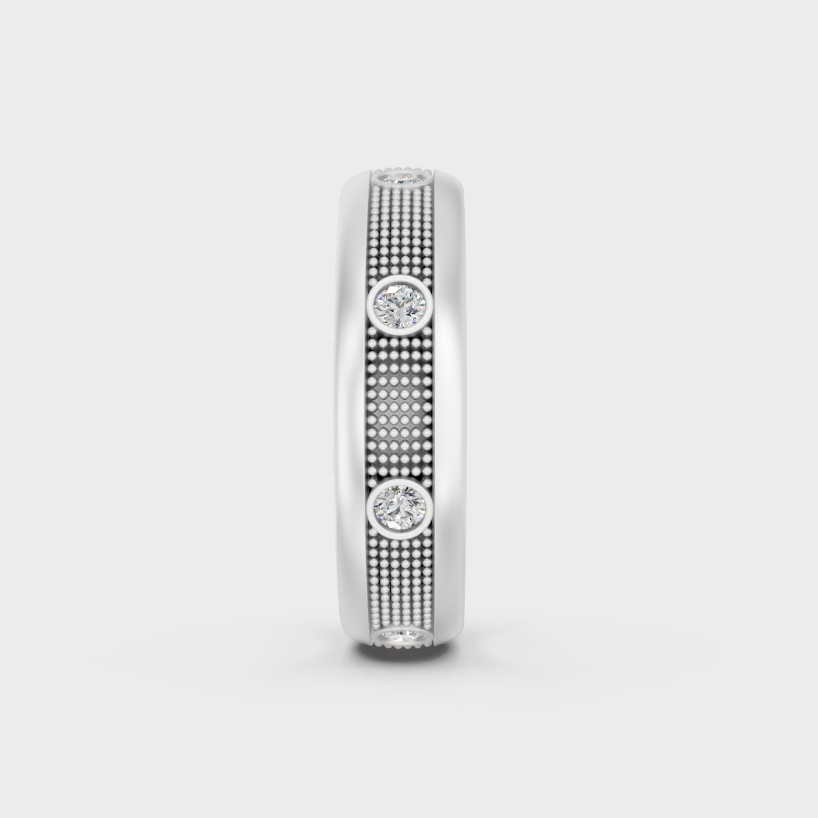 Certified 0.50 Carat Round-Cut Lab-Grown Diamond Men's Band in 18K White Gold.