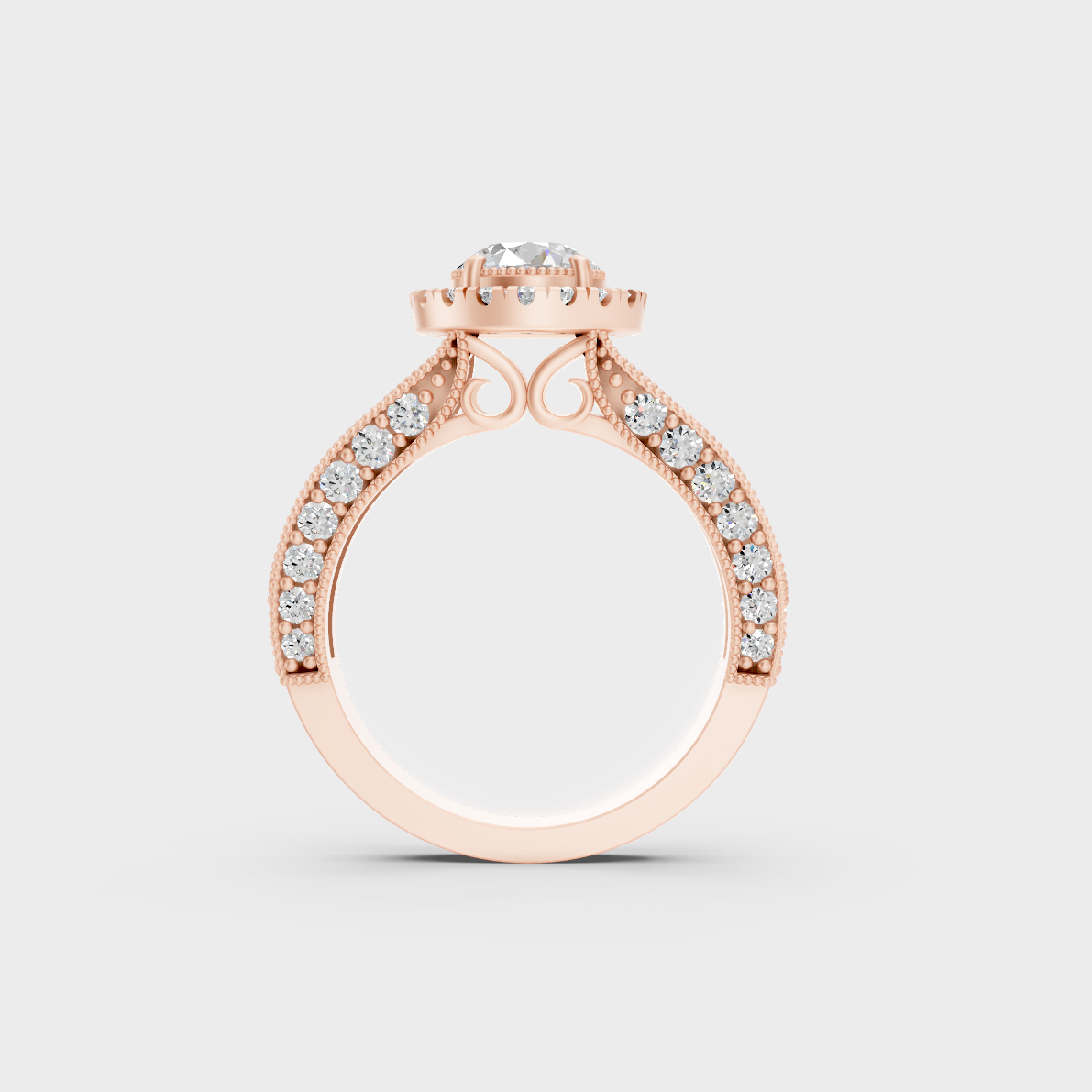 Ethical Luxury 1.64 Carat Round Lab-Grown Diamond Solitaire with Accents, elegant statement in 18K Rose Gold.