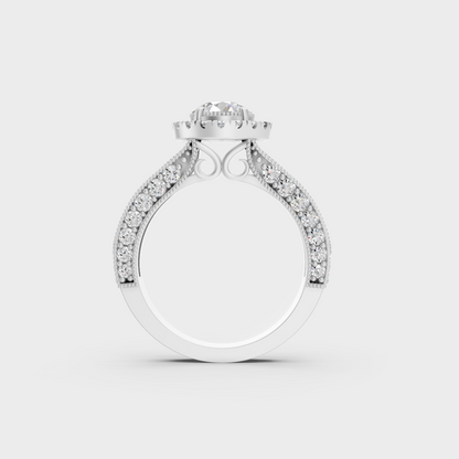 High-Durability 1.64 Ct Round Lab-Grown Diamond Engagement Ring with accents, premium 950 Platinum.