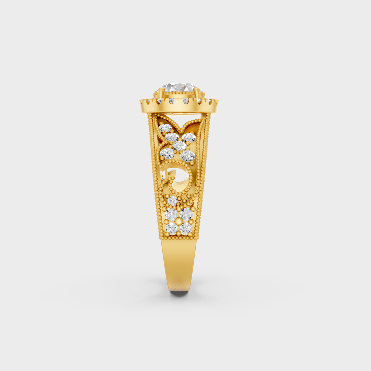 Luxury 1.64 Carat Round Cut Solitaire Ring with brilliant styling in 9K Yellow Gold.