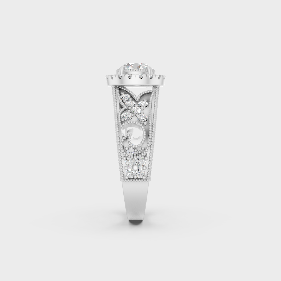 Certified 1.64 Carat Round-Cut Lab-Grown Diamond Solitaire with Accents Ring in 950 Platinum.