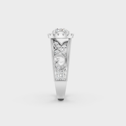Certified 1.64 Carat Round-Cut Lab-Grown Diamond Solitaire with Accents Ring in 950 Platinum.
