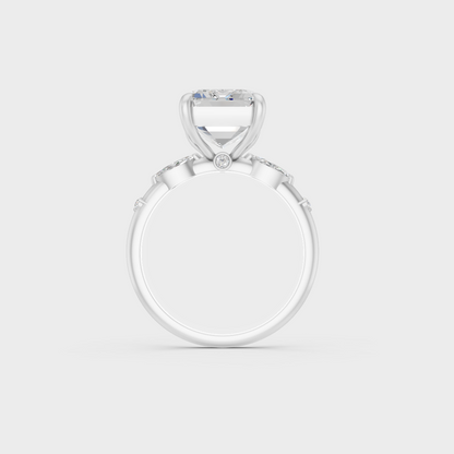 On-hand fit shot of 4.56 carat multishape lab grown diamond ring in platinum
