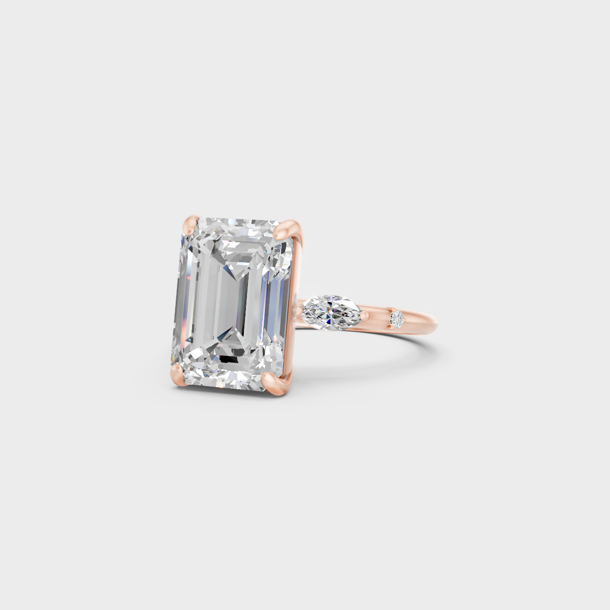 4.56 carat multishape lab grown diamond ring crafted in 14k rose gold front view