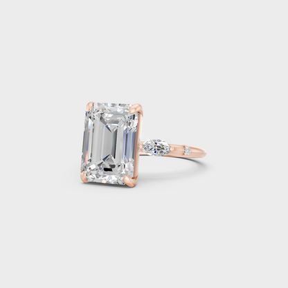 4.56 carat multishape lab grown diamond ring crafted in 14k rose gold front view