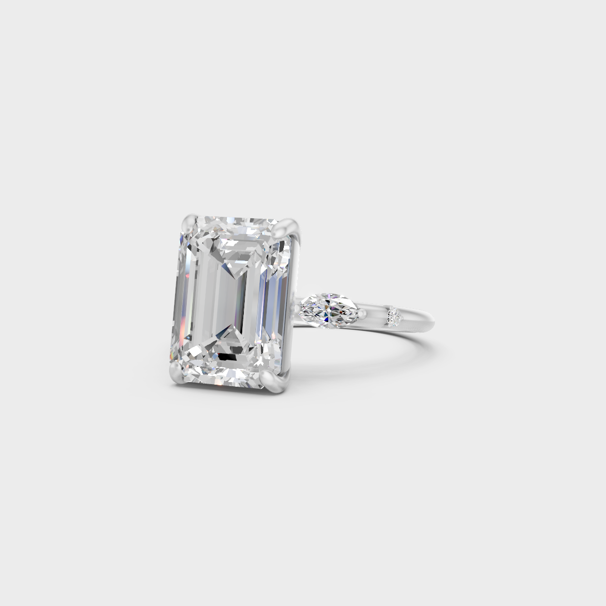 4.56 carat multishape lab grown diamond ring in classic white gold and platinum finish